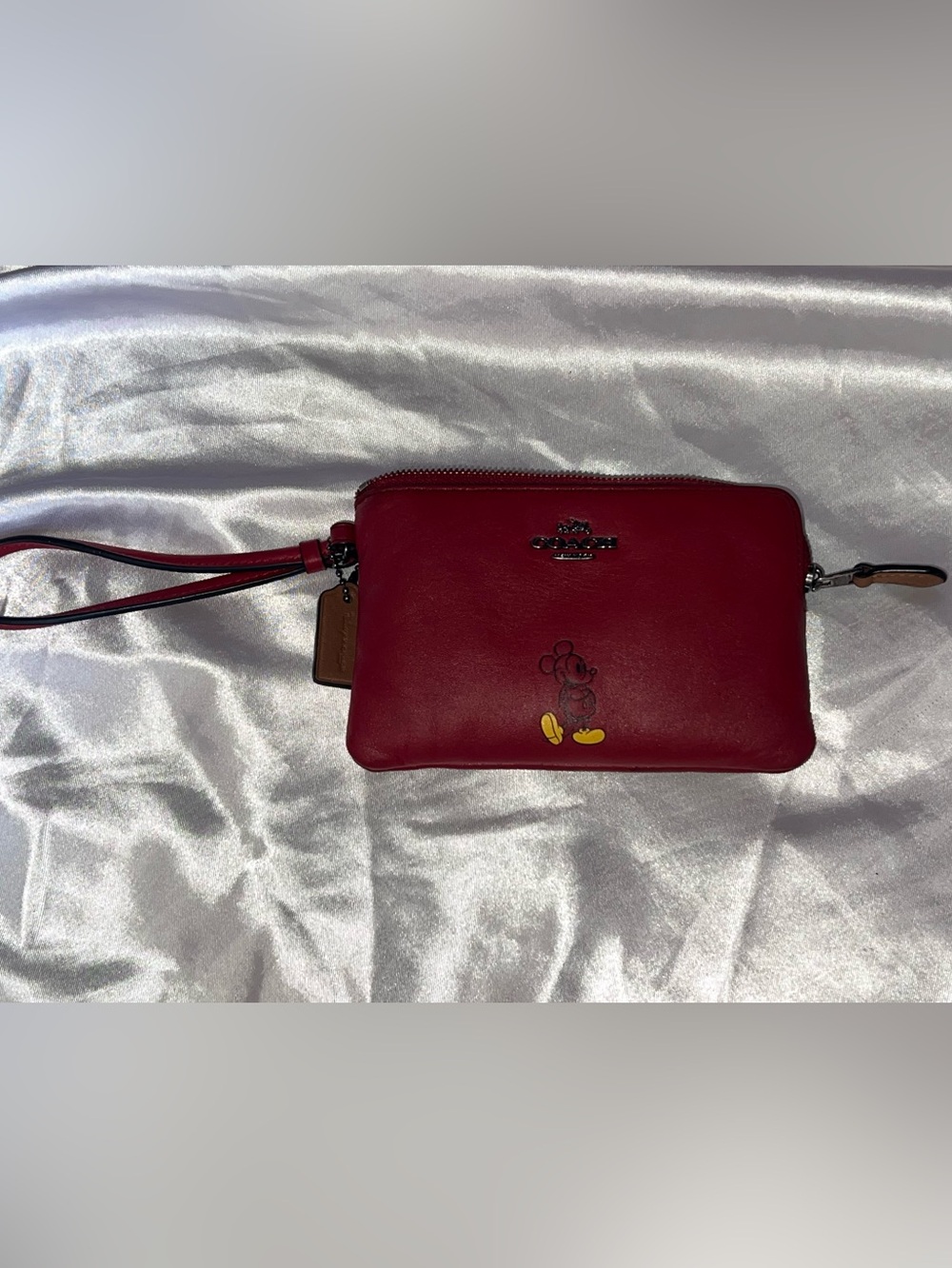 Coach Red Leather Mickey Mouse Wristlet